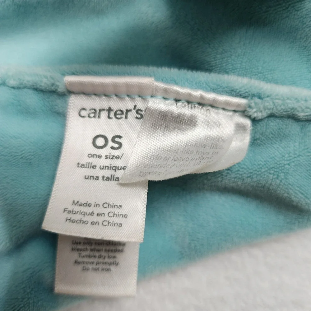 Carter's Rattle Pacifier Holder Lovey Blue Gray Elephant Plush Security Blanket